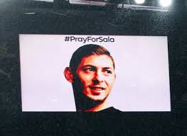 Emiliano Salas picture displayed on screen during a minutes silence in his honor ahead of the match between Cardiff City and Arsenal.